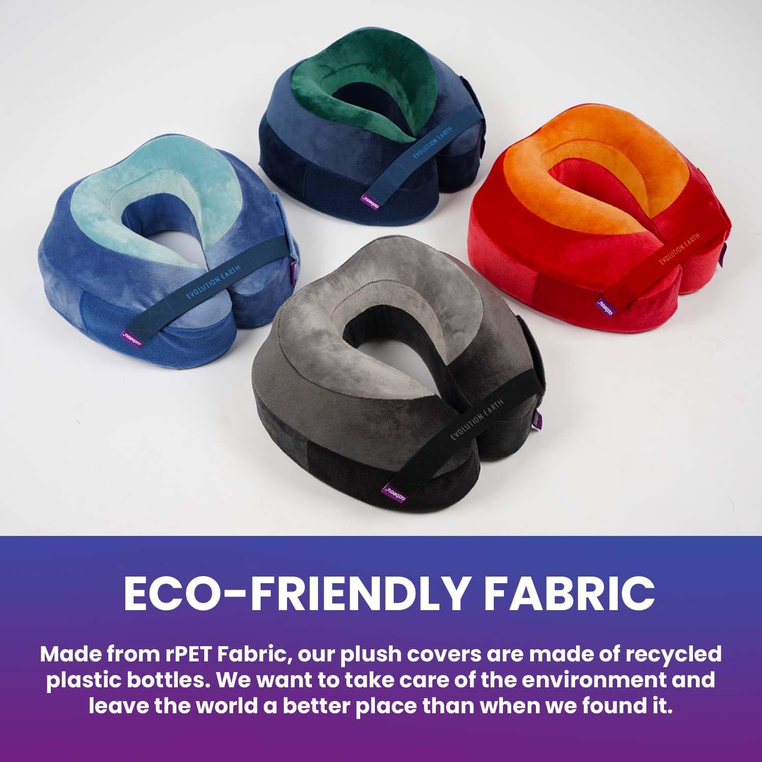 Softest Neck Pillow Ever for Travel – Evolution Earth Deluxe – 360° Head, Neck and Chin Support for Sleeping – Sustainable Memory Foam - Removable, Washable Cover with Compact Carrying Case (Wind) - Image 8