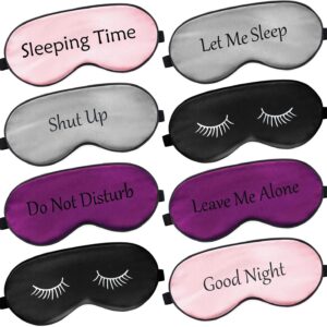 8 Pieces Funny Sleep Mask Silk Eye Mask with Adjustable Strap Soft Cute Blackout Blindfold Eye Cover for Women Men Full Night's Sleep, Travel, Nap, Meditation(Classic Colors)