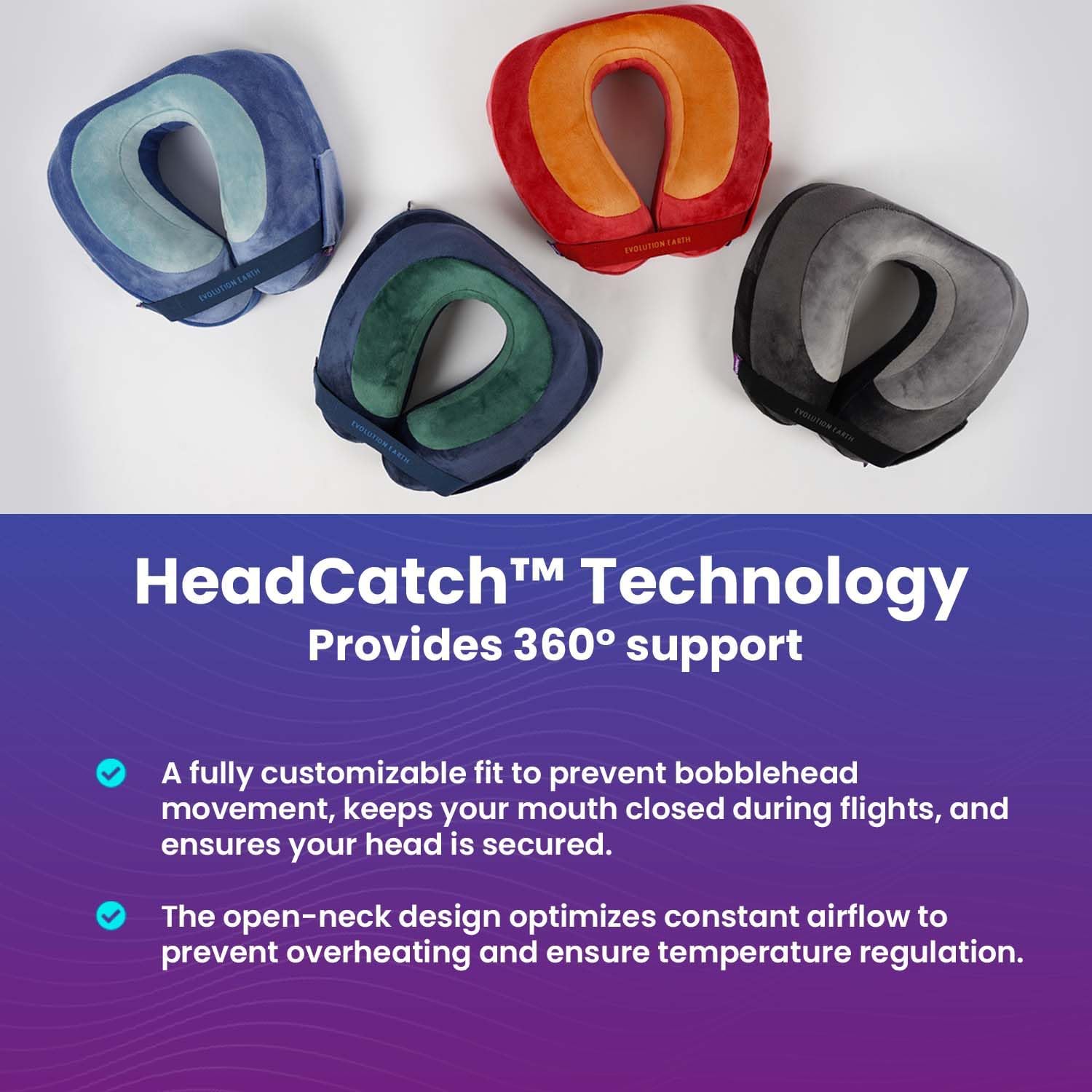 Softest Neck Pillow Ever for Travel – Evolution Earth Deluxe – 360° Head, Neck and Chin Support for Sleeping – Sustainable Memory Foam - Removable, Washable Cover with Compact Carrying Case (Wind) - Image 3