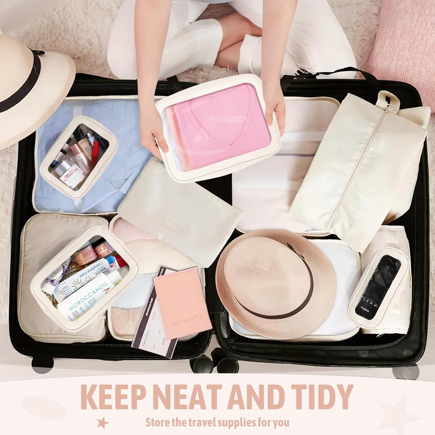 YOPCDJ 5PCS Diaper Bag Organizer Pouch Set, TSA Approved Toiletry Bag,Clear Waterproof TPU Makeup Bag Set Travel Organizer Bags for Women and Kids,Mothers Day Gifts - Image 5