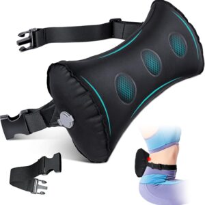 Inflatable Lumbar Pillow for Airplane Travel Lumbar Support Pillow for Car, Office Chair Back Support Office Chair Back Support for Reducing Lower Back Pain (Black)