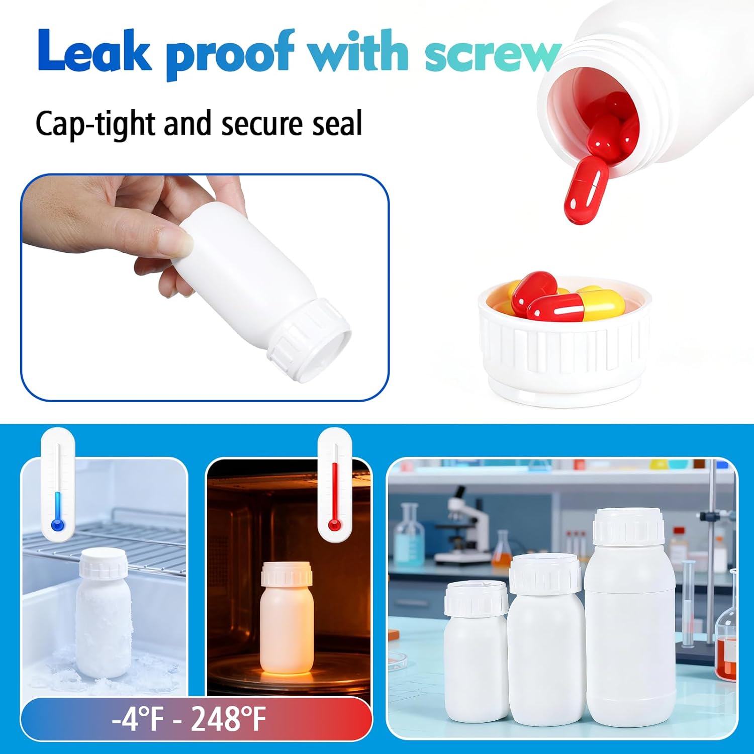 2Pack 16.8oz (500ml) Food-Grade Plastic Travel Bottles - Stackable Empty Small Containers with Lids & Caps, EVOH High Barrier Leak Proof Storage for Toiletries & Homemade Sauces - Image 4