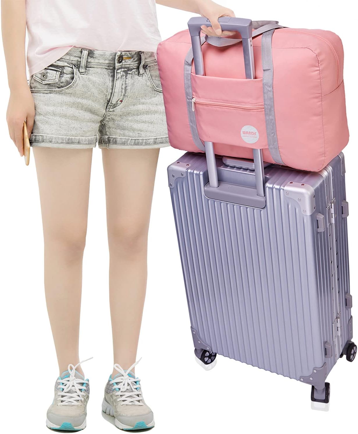 WANDF For Spirit Airlines Personal Item Bag 18x14x8 Travel Duffel Bag Underseat Foldable Carry-on Luggage for Women - Image 3