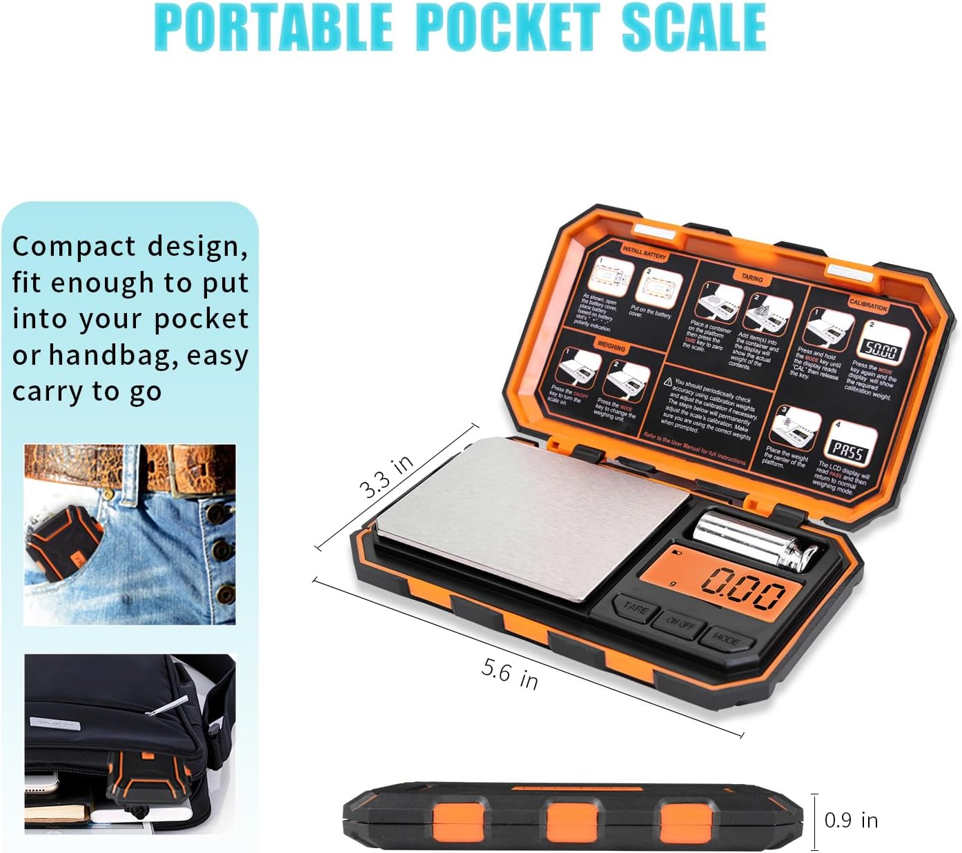 Fuzion Digital Pocket Scale, 500g x 0.01g Gram Scale, Mini Scale 6 Units Jewelry Scale with LCD Display, Tare Function for Food, Jewelry, Coin, Coffee - Image 5