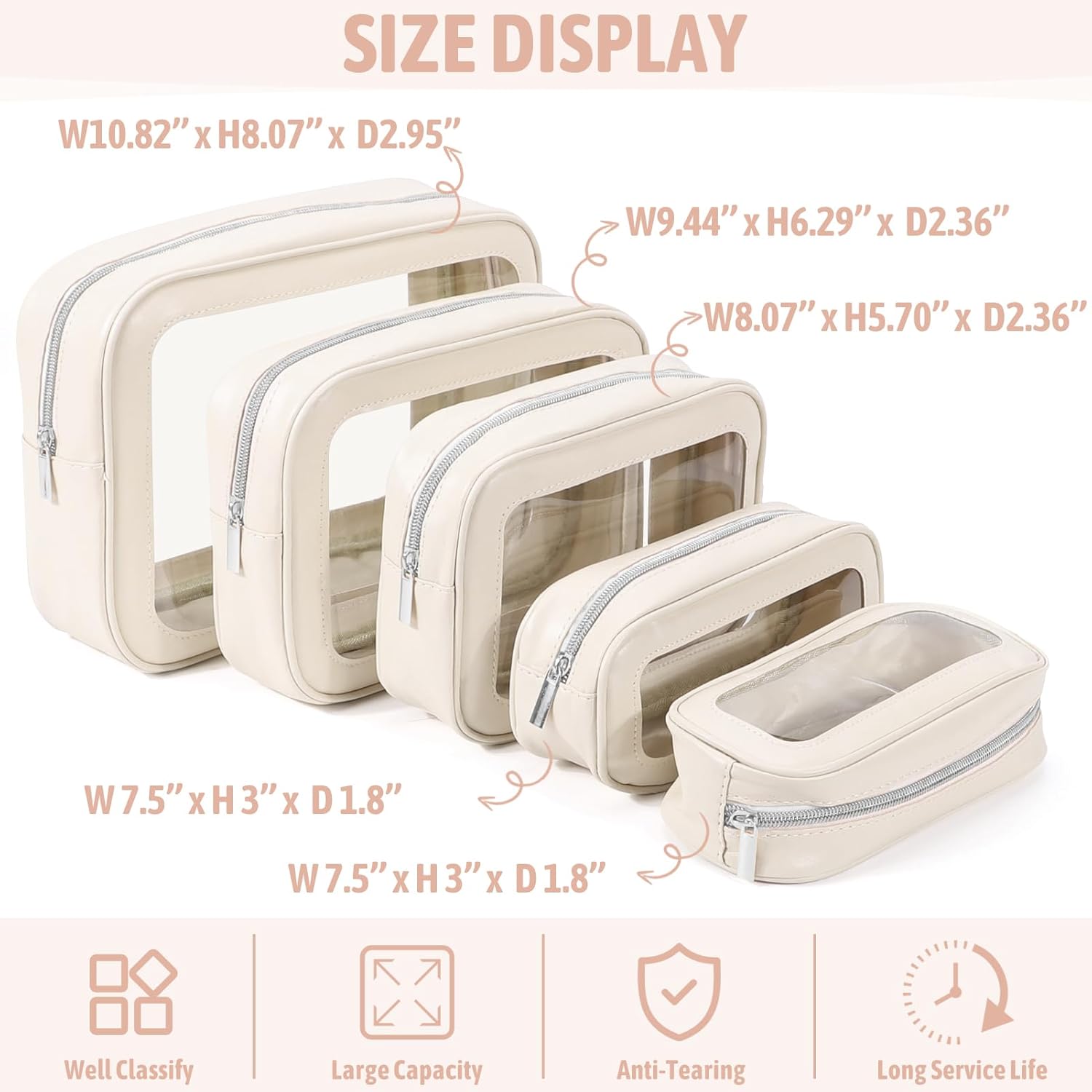 YOPCDJ 5PCS Diaper Bag Organizer Pouch Set, TSA Approved Toiletry Bag,Clear Waterproof TPU Makeup Bag Set Travel Organizer Bags for Women and Kids,Mothers Day Gifts - Image 2