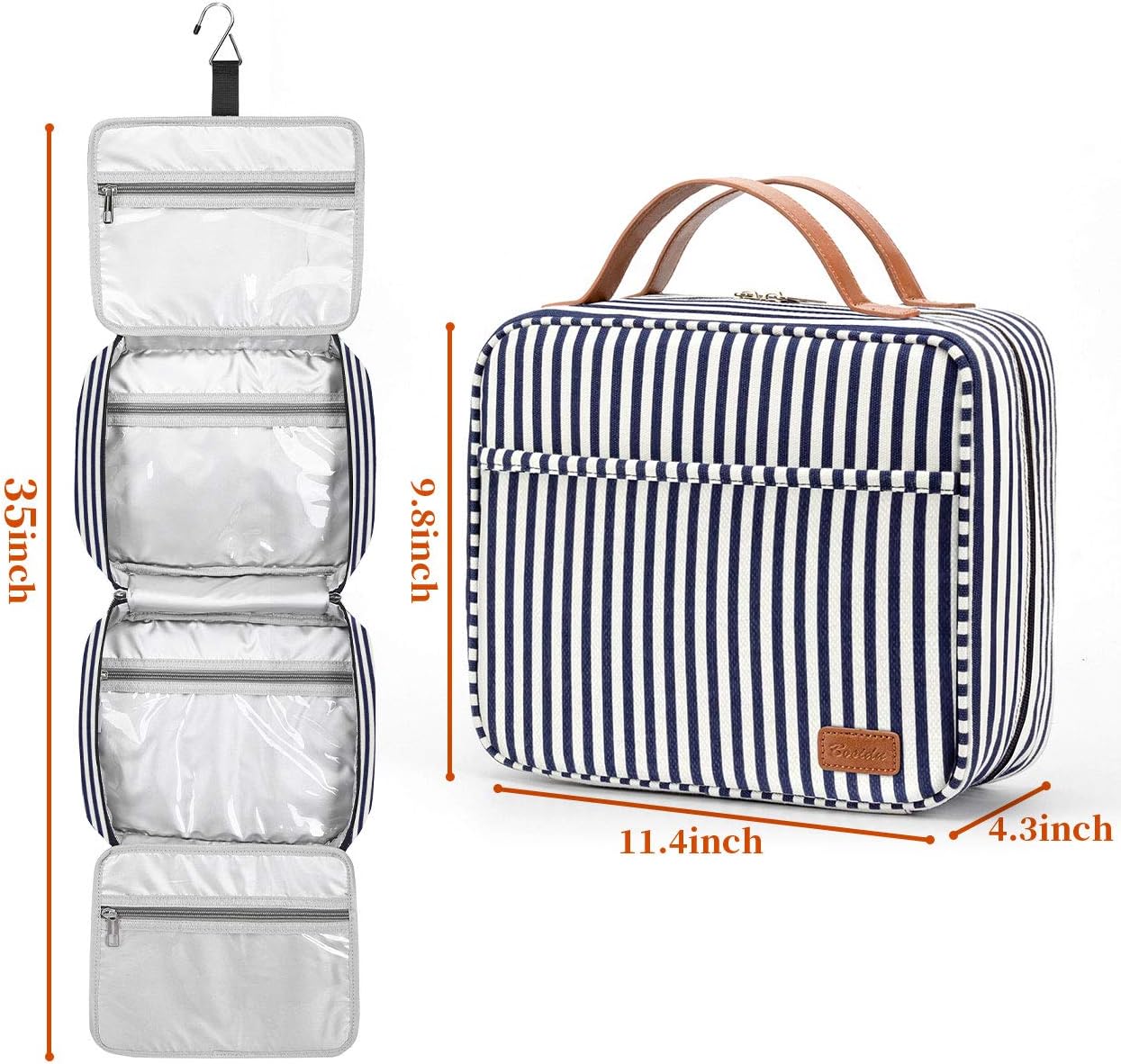 Bosidu Hanging Travel Toiletry Bag,Large Capacity Cosmetic Travel Toiletry Organizer for Women with 4 Compartments & 1 Sturdy Hook,Perfect for Travel/Daily Use/Christmas - Image 4