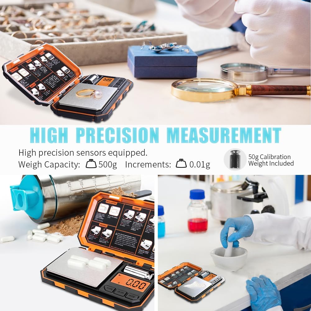 Fuzion Digital Pocket Scale, 500g x 0.01g Gram Scale, Mini Scale 6 Units Jewelry Scale with LCD Display, Tare Function for Food, Jewelry, Coin, Coffee - Image 2