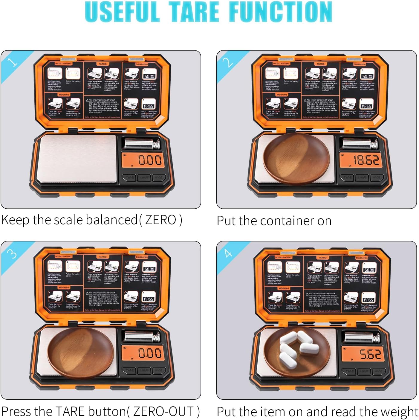 Fuzion Digital Pocket Scale, 500g x 0.01g Gram Scale, Mini Scale 6 Units Jewelry Scale with LCD Display, Tare Function for Food, Jewelry, Coin, Coffee - Image 6