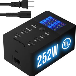 SABRENT VOLTIK Charging Station, 252W 8-Port USB C and USB A Desktop Charger, UL Certified with Real-Time LCD Display, Fast Charging for MacBook, iPhone, Samsung and More