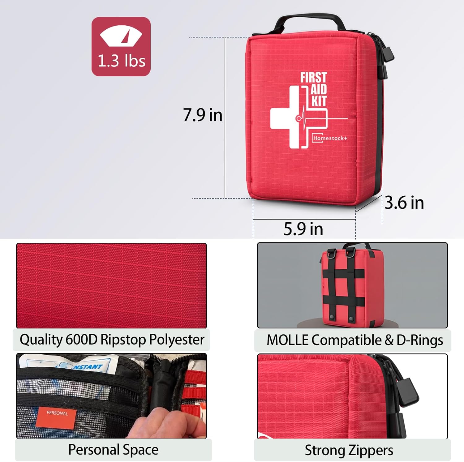 First Aid Kits - Compact First Aid Kit with Labelled Compartments Molle System Premium Emergency Kits for Home, Office, Car, Outdoor, Hiking, Travel, Camping - 216 piece - Image 5