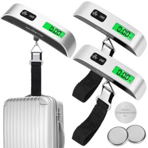 Electronic Luggage Scale, 110lbs Hanging Baggage Scale with Backlit LCD Display,Portable Suitcase Weighing Scale,Travel Luggage Weight Scale with Hook,Strong Straps for Travelers(Ash Silver/Temp