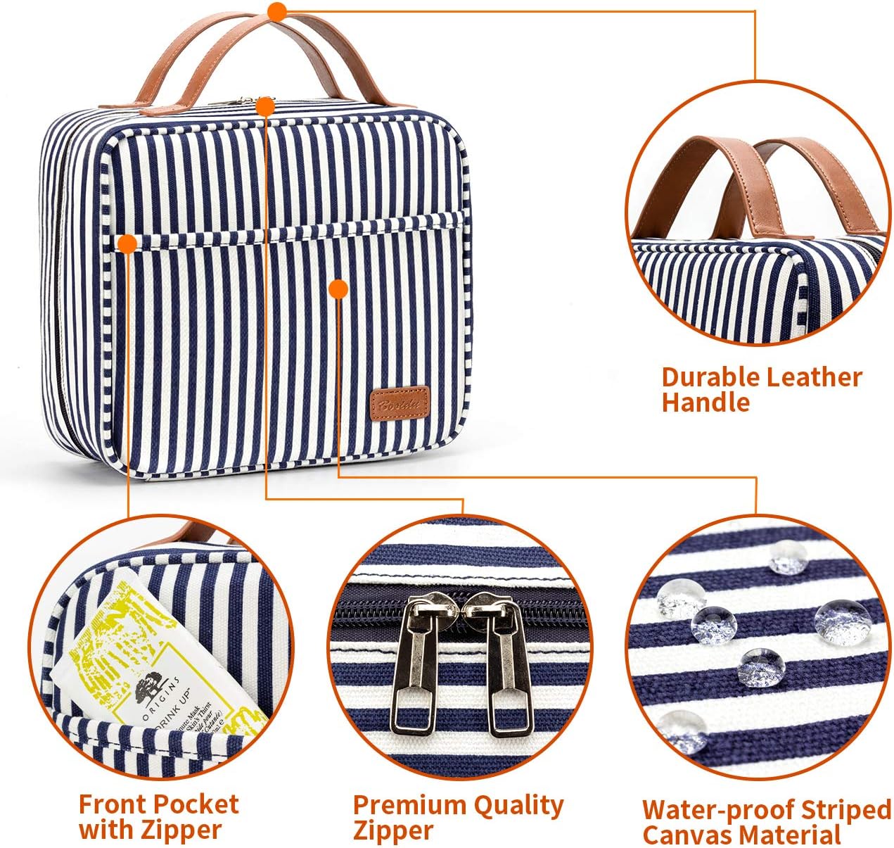 Bosidu Hanging Travel Toiletry Bag,Large Capacity Cosmetic Travel Toiletry Organizer for Women with 4 Compartments & 1 Sturdy Hook,Perfect for Travel/Daily Use/Christmas - Image 5