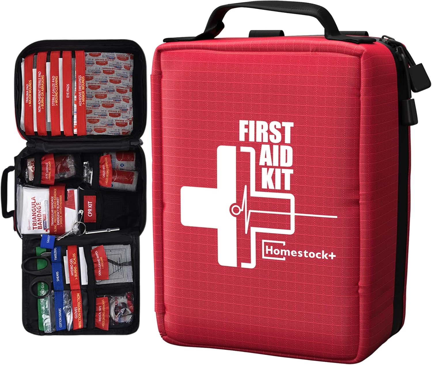 First Aid Kits - Compact First Aid Kit with Labelled Compartments Molle System Premium Emergency Kits for Home, Office, Car, Outdoor, Hiking, Travel, Camping - 216 piece