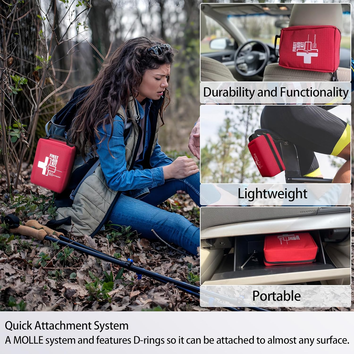 First Aid Kits - Compact First Aid Kit with Labelled Compartments Molle System Premium Emergency Kits for Home, Office, Car, Outdoor, Hiking, Travel, Camping - 216 piece - Image 4