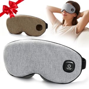 Akakios Heated Eye Mask for Dry Eyes, Cordless Heated Eye Mask 3 Temperature, Improved Sleep, Washable Travel Eye Compress with Replaceable Cover (Gray)