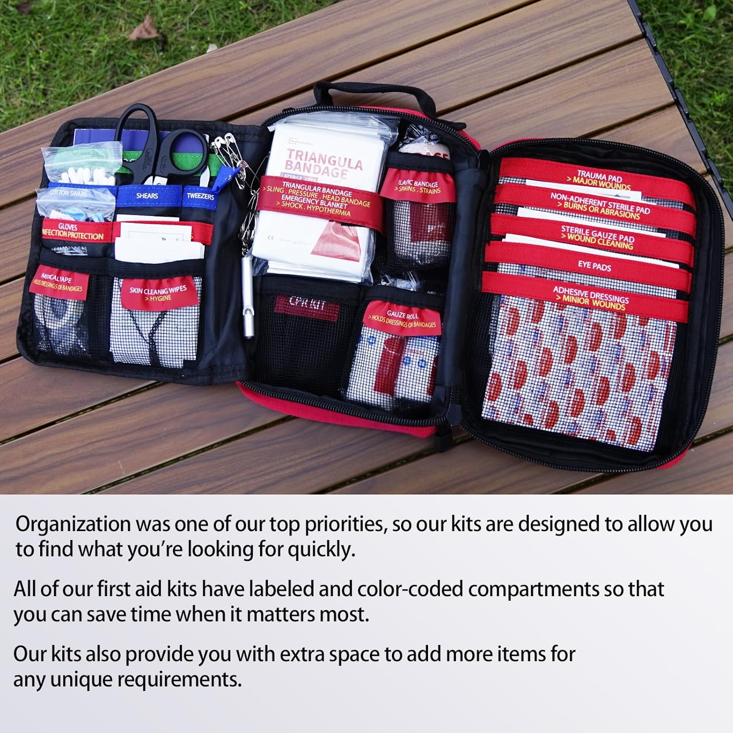 First Aid Kits - Compact First Aid Kit with Labelled Compartments Molle System Premium Emergency Kits for Home, Office, Car, Outdoor, Hiking, Travel, Camping - 216 piece - Image 2
