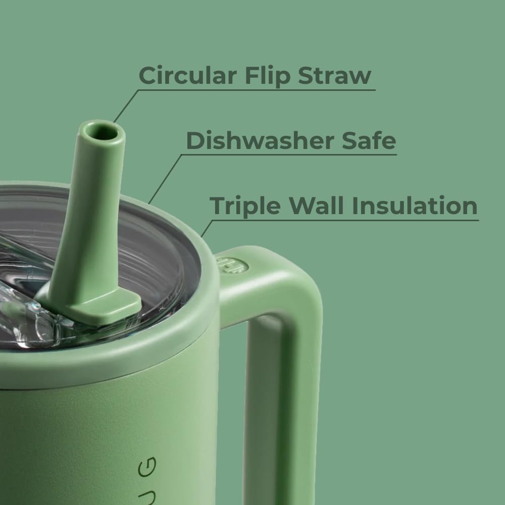 HydroJug Traveler - 32 oz Water Bottle with Handle & Flip Straw - Fits in Cup Holder, Leak Resistant Tumbler-Reusable Insulated Stainless Steel & Rubber Base - Gifts for Women & Men, Sage - Image 3