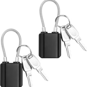 YAODHAOD Luggage Locks with Keys, Mini Size Cable Locks with Keys for Travel Suitcase Locks Padlock Apply to Locker Lock, Suitcase, Carry On, Backpack, Laptop Bag (2PCS) (Black)