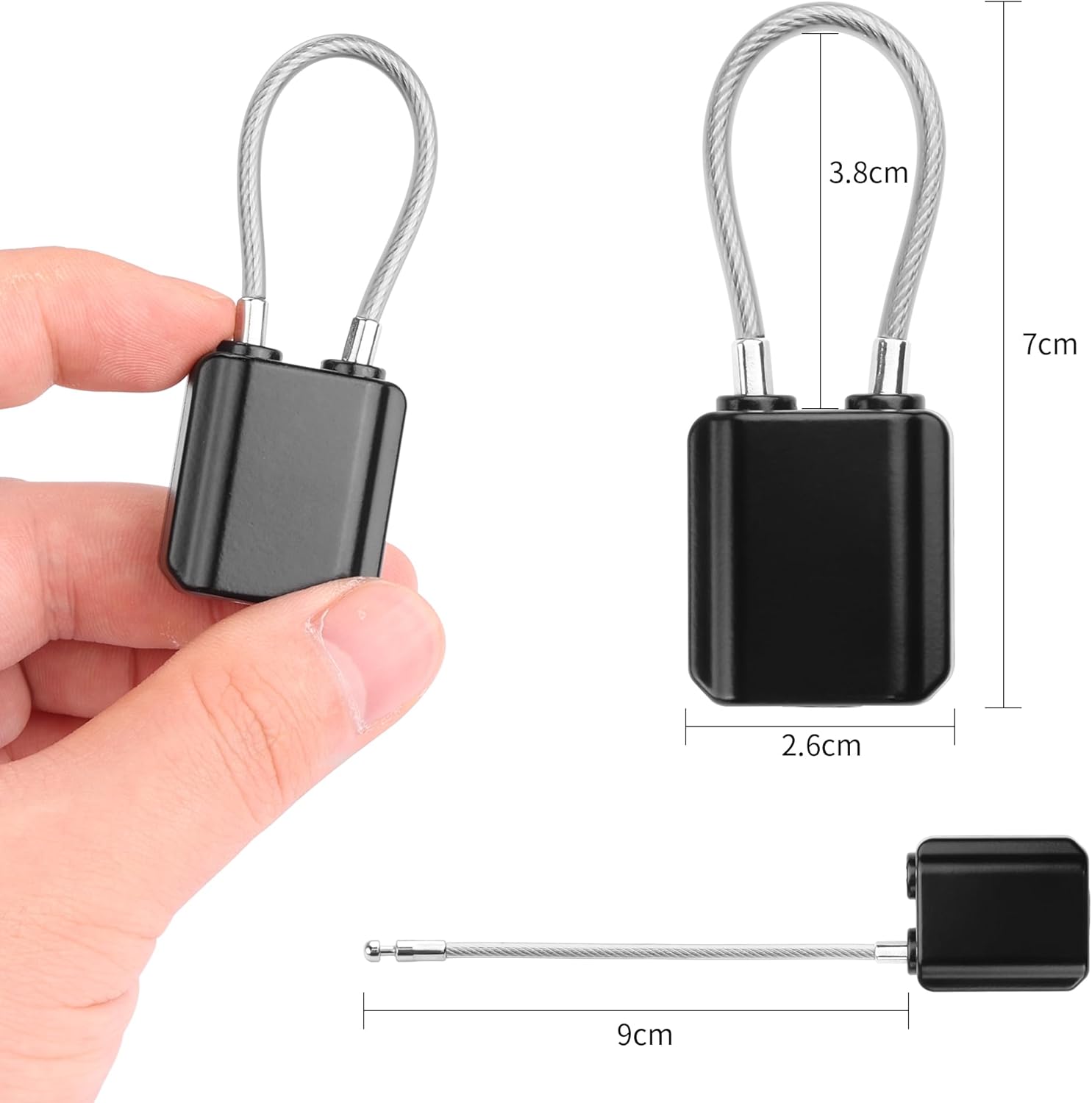 YAODHAOD Luggage Locks with Keys, Mini Size Cable Locks with Keys for Travel Suitcase Locks Padlock Apply to Locker Lock, Suitcase, Carry On, Backpack, Laptop Bag (2PCS) (Black) - Image 4