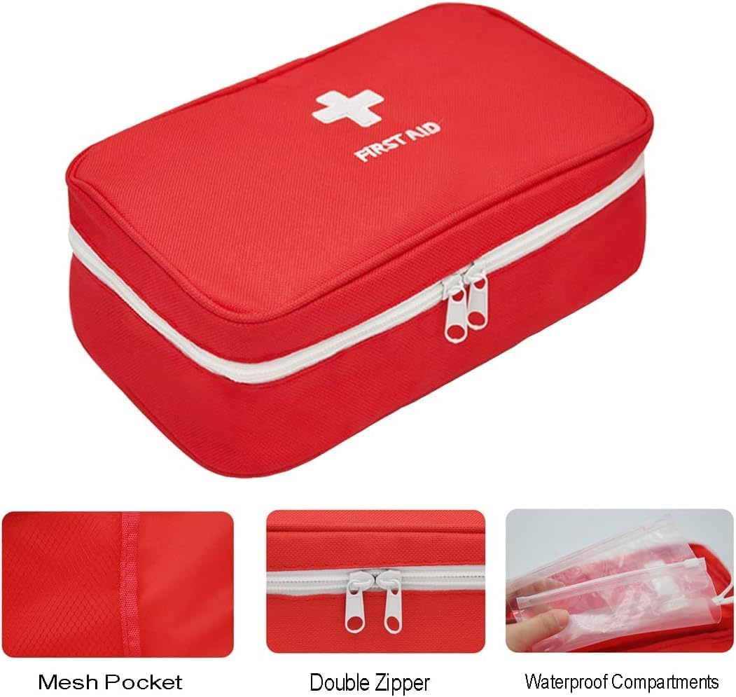 4 Pack First Aid Bag Empty Portable Medical Bag Mini Emergency Survival Storage Bag for Camping Hiking Home Travel Red - Image 3