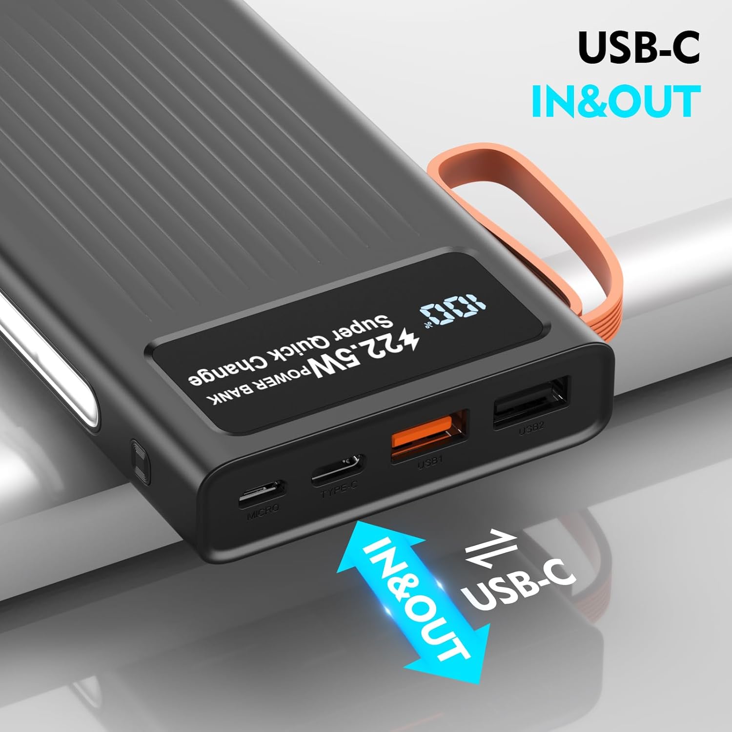 Portable Charger 10000mAh Power Bank Built-in Cable,PD 22.5W Fast Charging Powerbank, LED Display External Battery Pack with LED Lighting, Travel Phone Charger for iPhone 16/15/14/13/12,Samsung,Google - Image 4