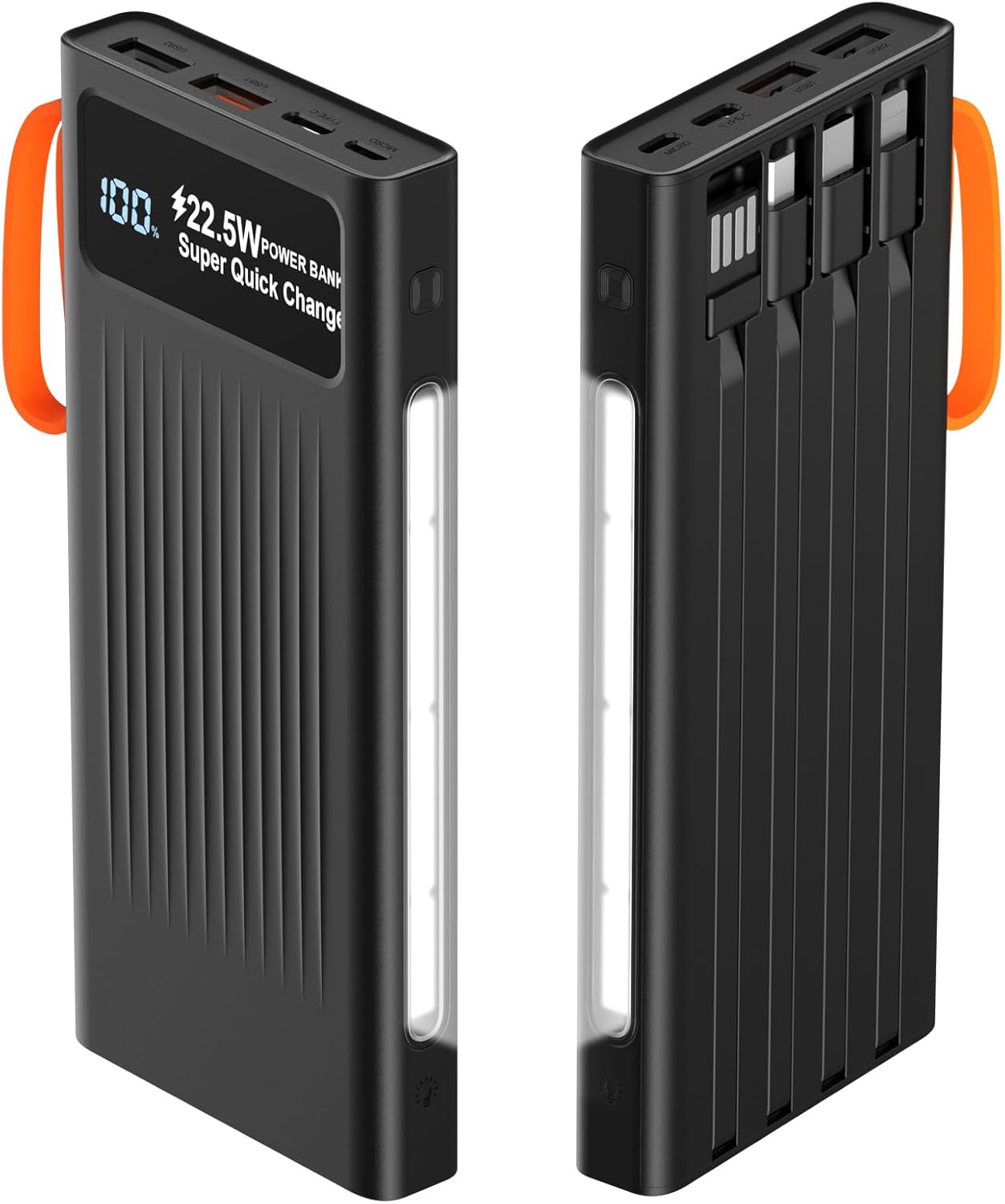 Portable Charger 10000mAh Power Bank Built-in Cable,PD 22.5W Fast Charging Powerbank, LED Display External Battery Pack with LED Lighting, Travel Phone Charger for iPhone 16/15/14/13/12,Samsung,Google