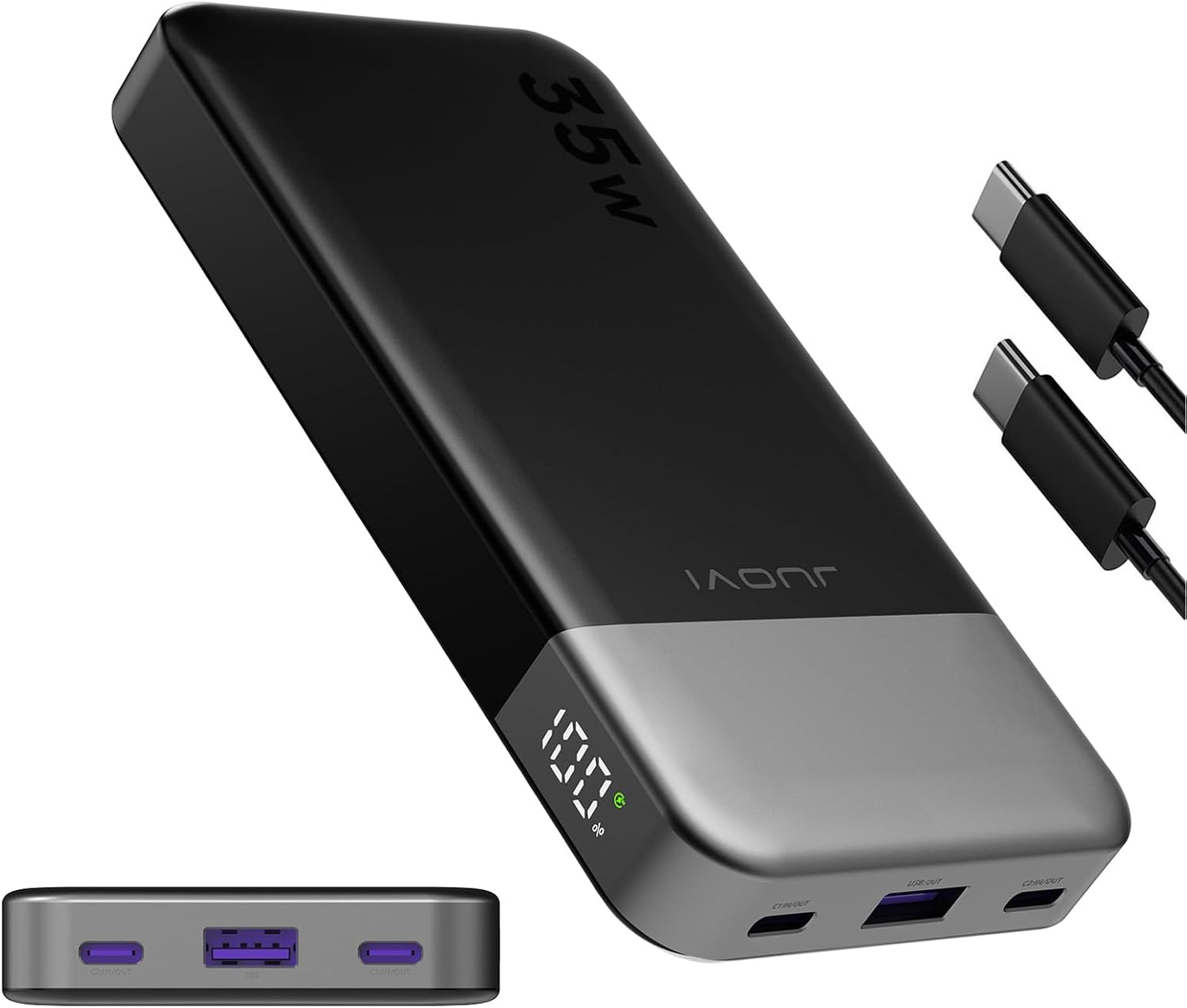 JUOVI Power Bank 10000mAh, 35W Portable Charger,Fast Charging Portable Battery Pack with PD 3.0 & QC 4.0, USB C Portable Power Bank for iPhone 15 14 13 Series, Galaxy, Tablet, Switch, and More(Black)