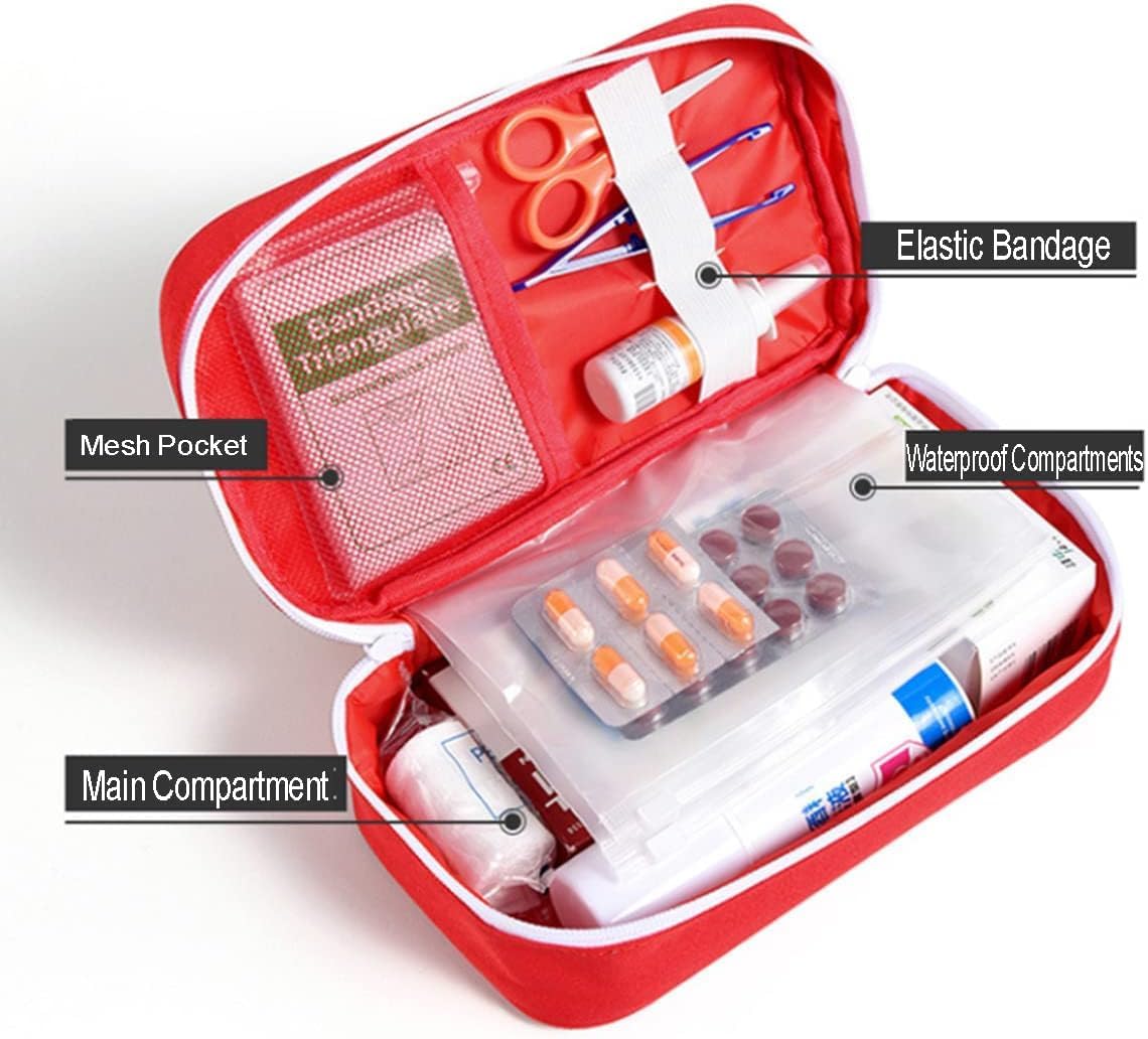 4 Pack First Aid Bag Empty Portable Medical Bag Mini Emergency Survival Storage Bag for Camping Hiking Home Travel Red - Image 4
