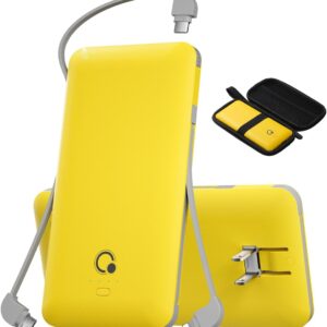 Q Portable Charger with Built-in Cables and AC Wall Plug, USB C External Battery Pack, 10000mAh Travel Essentials Power Bank Compatible with iPhone 16/15/14/13, Samsung Galaxy, Pixel,Tablet and More