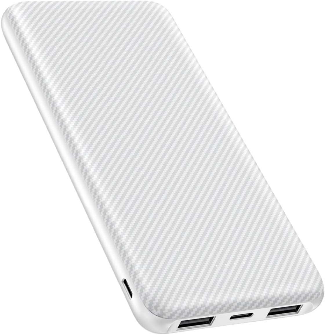 Power Bank 10000mAh Portable Charger, Slimmer Battery Pack 5V/3A with USB C Input & Output, Travel Essentials Powerbank Compatible for iPhone, Galaxy, LG, Sony, Pixels, Tablets and More (White)