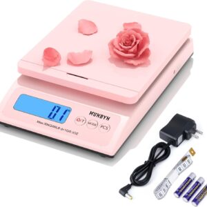 MUNBYN Shipping Scale, Accurate 66lb/0.1oz Postal Scale with Sweet Pink Style, Hold/Tear/PCS Function, Auto-Off, Battery & AC Adapter, Back-Lit LCD Display, Digital Scale for Packages and Food Pink