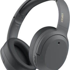 Edifier W820NB Plus Hybrid Active Noise Cancelling Headphones - LDAC Codec - Hi-Res Audio - Fast Charge - Over Ear Bluetooth V5.2 Headphones for Travel, Flight, Train, and Commute- Gray