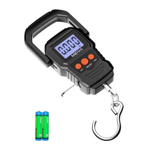 MEIYA Digital Fish Scale with Backlit LCD Display Up to 110lb/50kg for Anglers, Accurate Luggage Scale for Travel, Outdoor, Home Use, Includes 2 AAA Batteries and Hook, Essential Fishing Gear
