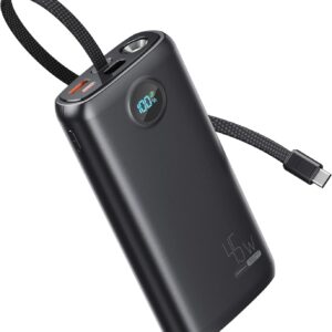 Portable Charger, 45W 20000mAh Power Bank with in/Out Fast Charging USB C Cable, 3W Flashlight, LED Display, Portable Battery Pack Travel Essentials for iPhone 17/16/15, Android Phone, Tablet, Laptop