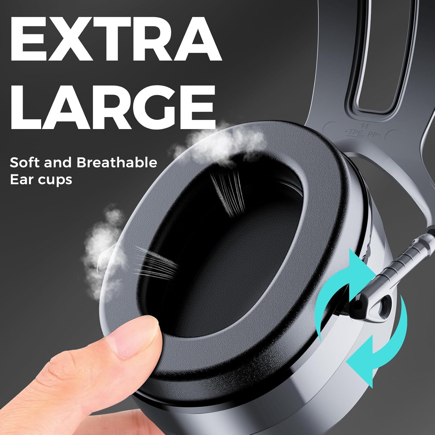 ProCase Extra Large SNR 37dB Noise Cancelling Headphones, NRR 30dB Hearing Protection Ear Muffs for Adults Noise Reduction, Wide Size Adjustment and Comfortable -Grey - Image 3
