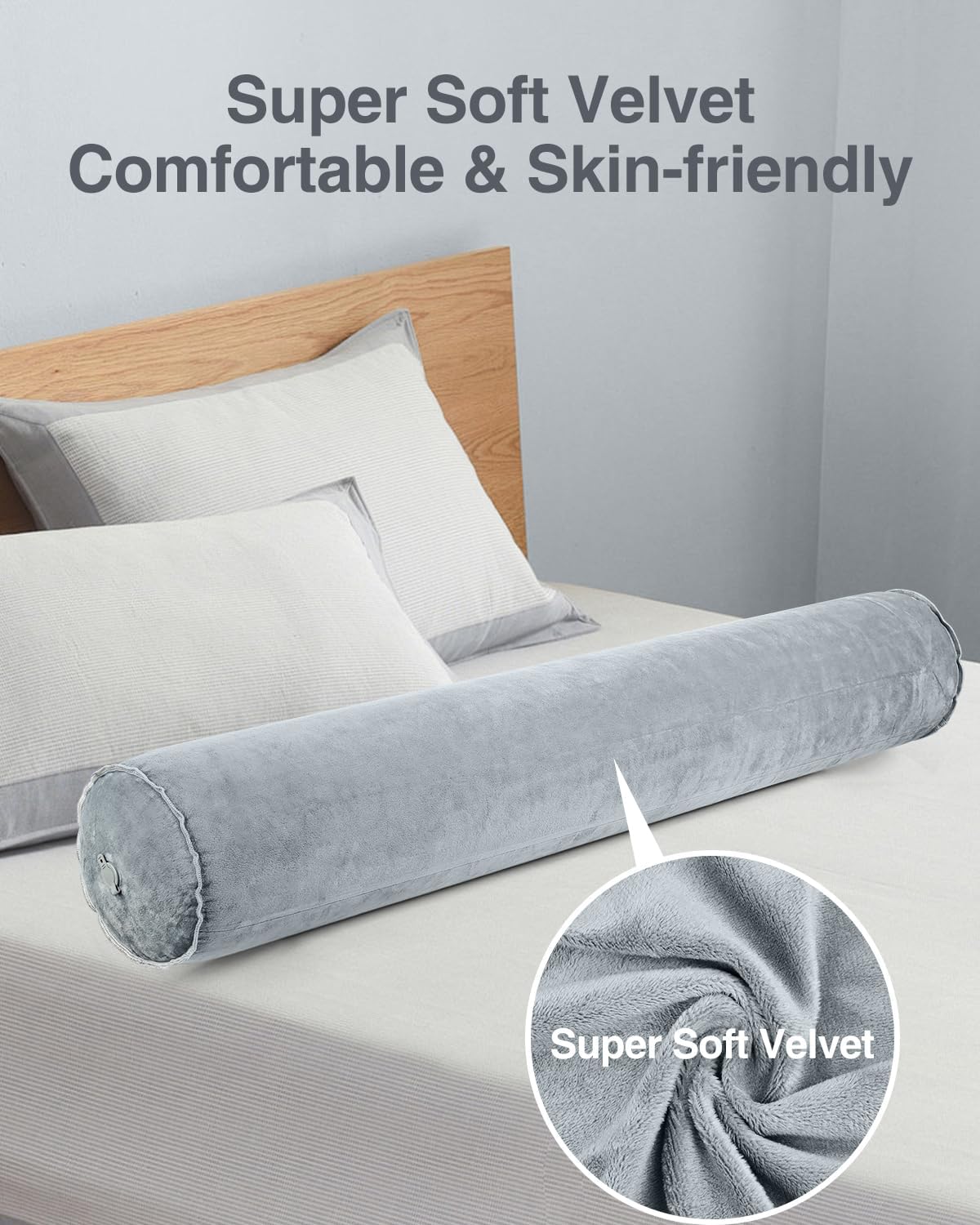Luxtude Inflatable Body Pillow for Adults Kids, Travel Body Pillows for Side Sleeper, 47Inch Long Round Bolster Pillow for Camping, Round Cylinder Pillows for Hugging Sleeping, Back, Leg etc. - Image 3