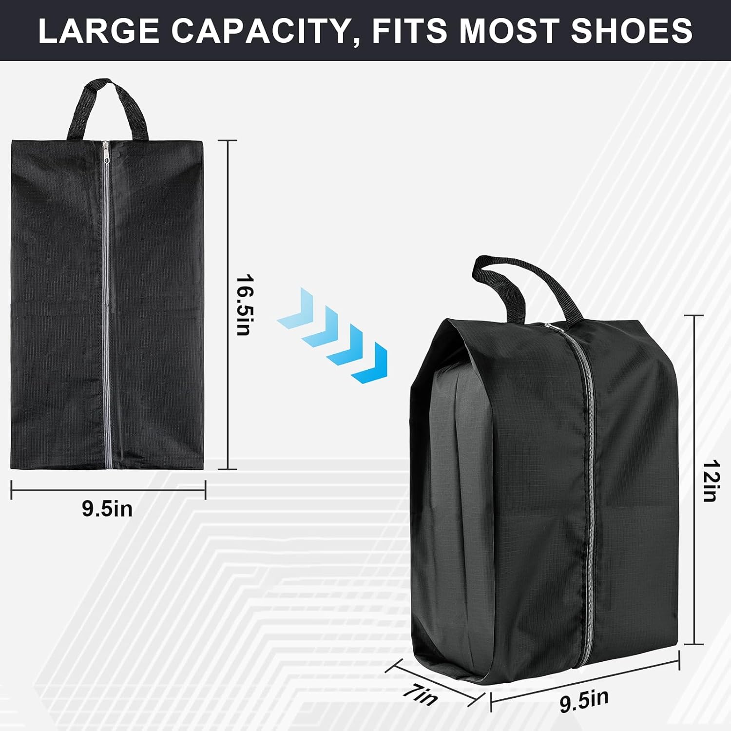 Shoe Bags for Travel, 4 Pack Extra Durable Travel Shoe Bags for Storage and Packing, Reusable Water-proof Shoe Bag with Smooth Zipper, Portable Travel Essentials - Image 2
