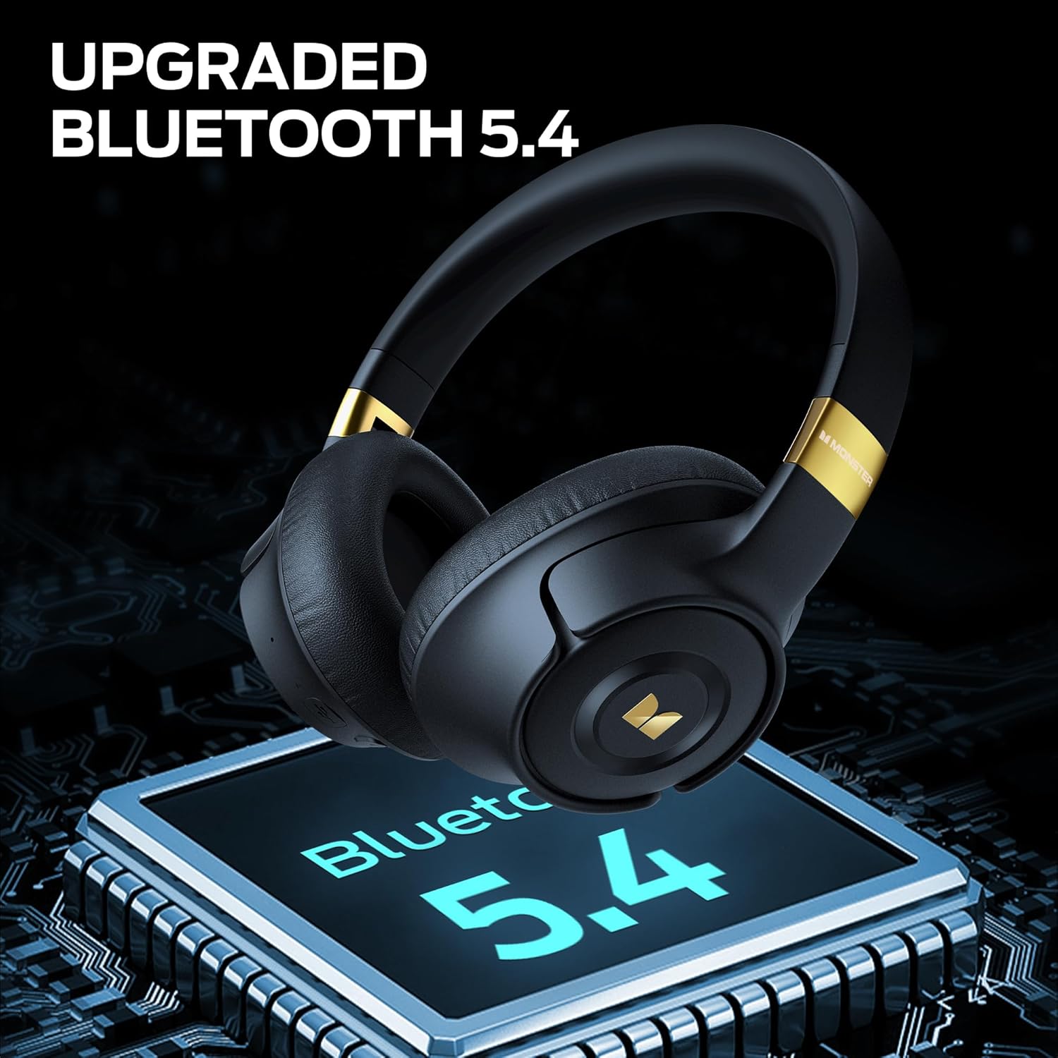 Monster Persona SE ANC Active Noise Cancelling Headphones, Over Ear Bluetooth Headphones Wireless, 60H Playtime, Stereo Sound, Rich Bass, Built-in Mic, Plush Memory Foam Ear Cups for Travel Home(Blue) - Image 5