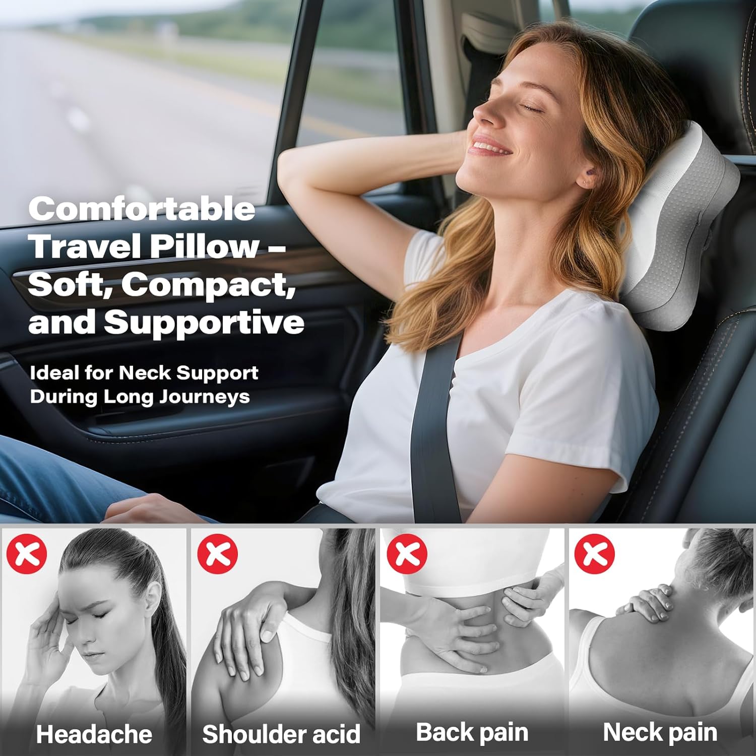 SAHEYER Memory Foam Camping Pillow, Travel Pillows for Sleeping, Cervical Neck Support Camping Gear Accessories - Small Pillow Travel Essentials for Sleep, Backpack, Hammock, 11.81x9.84x3.94 in, Gray - Image 4