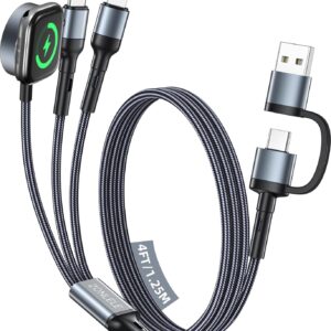 Upgraded Travel Essentials for 3 in 2 Multi Charging Cable for iPhone 17 Charger USB C Cord, Car RV Camping Essentials Compatible with iPhone 17/16/15-12
