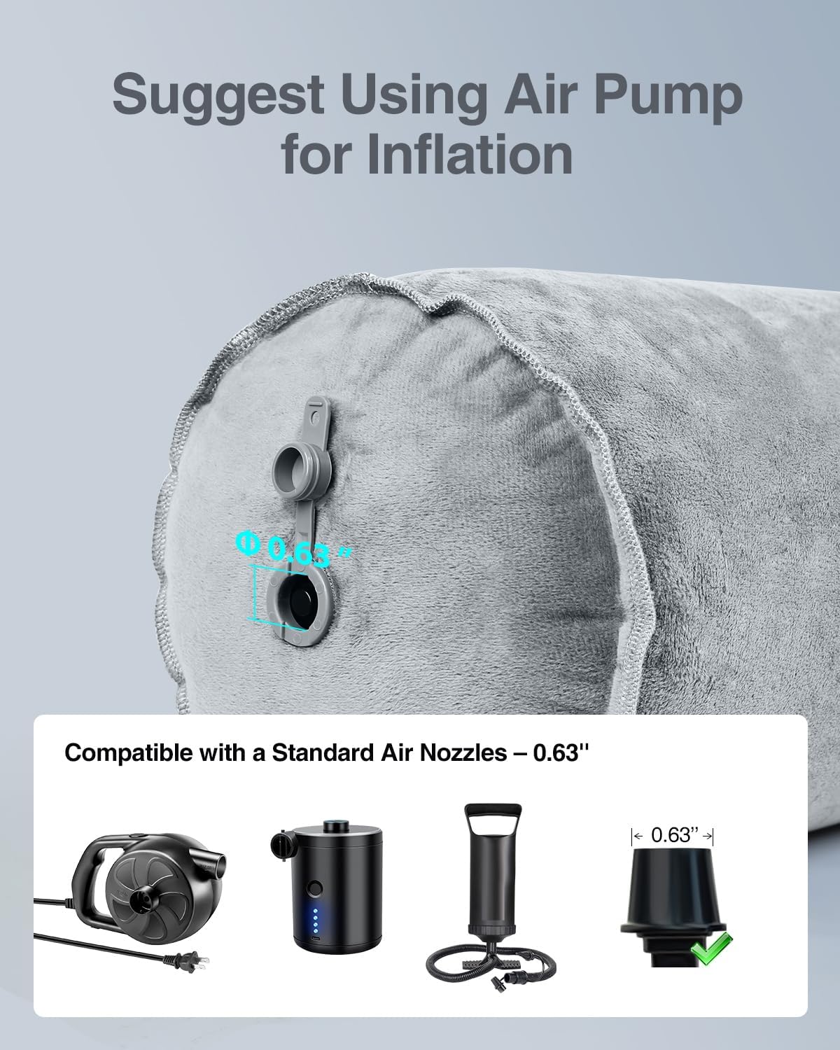 Luxtude Inflatable Body Pillow for Adults Kids, Travel Body Pillows for Side Sleeper, 47Inch Long Round Bolster Pillow for Camping, Round Cylinder Pillows for Hugging Sleeping, Back, Leg etc. - Image 9