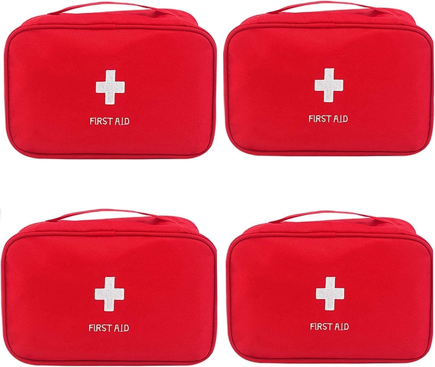 4 Pack First Aid Bag Empty Portable Medical Bag Mini Emergency Survival Storage Bag for Camping Hiking Home Travel Red