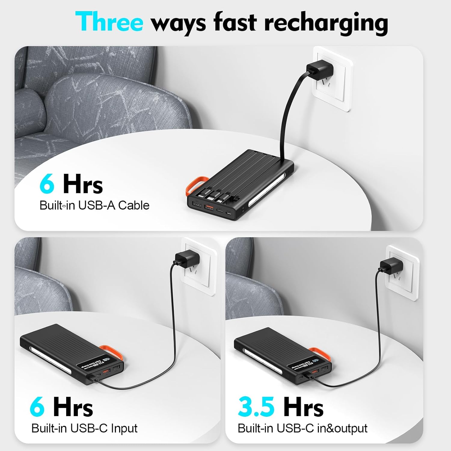 Portable Charger 10000mAh Power Bank Built-in Cable,PD 22.5W Fast Charging Powerbank, LED Display External Battery Pack with LED Lighting, Travel Phone Charger for iPhone 16/15/14/13/12,Samsung,Google - Image 6