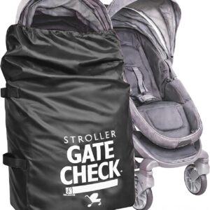 J.L. Childress Gate Check Bag for Single & Some Double Strollers - Travel Bag for Airplane, Fits Most Standard Baby Strollers, Airport Accessories Gate Check, Flying Essentials - Black