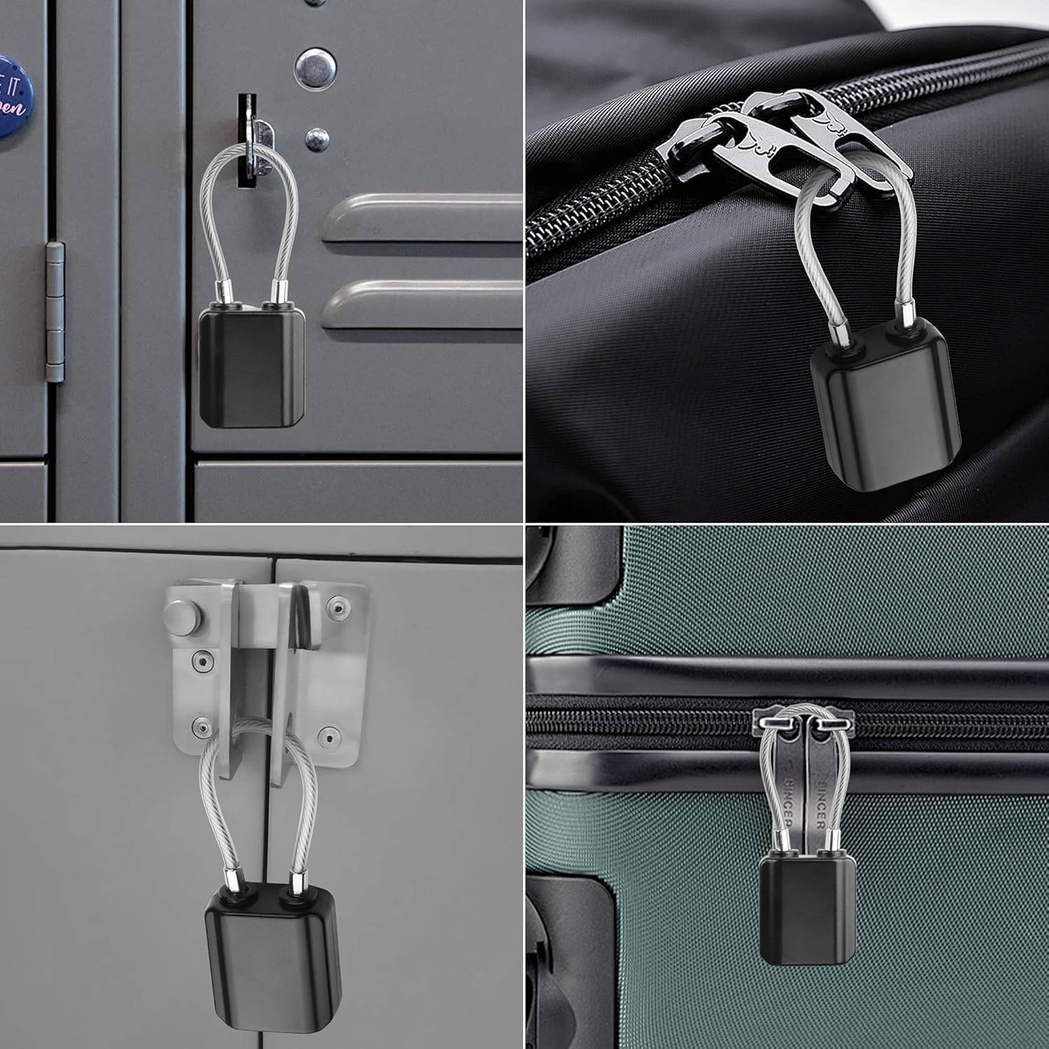YAODHAOD Luggage Locks with Keys, Mini Size Cable Locks with Keys for Travel Suitcase Locks Padlock Apply to Locker Lock, Suitcase, Carry On, Backpack, Laptop Bag (2PCS) (Black) - Image 2