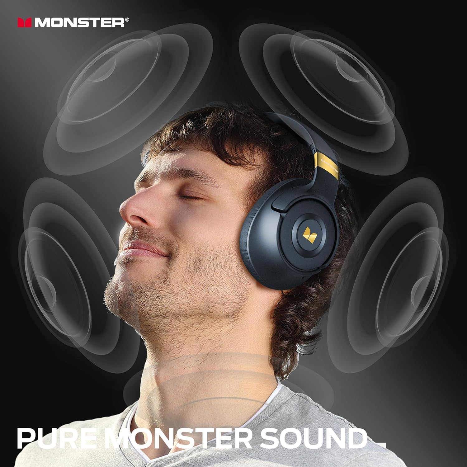 Monster Persona SE ANC Active Noise Cancelling Headphones, Over Ear Bluetooth Headphones Wireless, 60H Playtime, Stereo Sound, Rich Bass, Built-in Mic, Plush Memory Foam Ear Cups for Travel Home(Blue) - Image 2