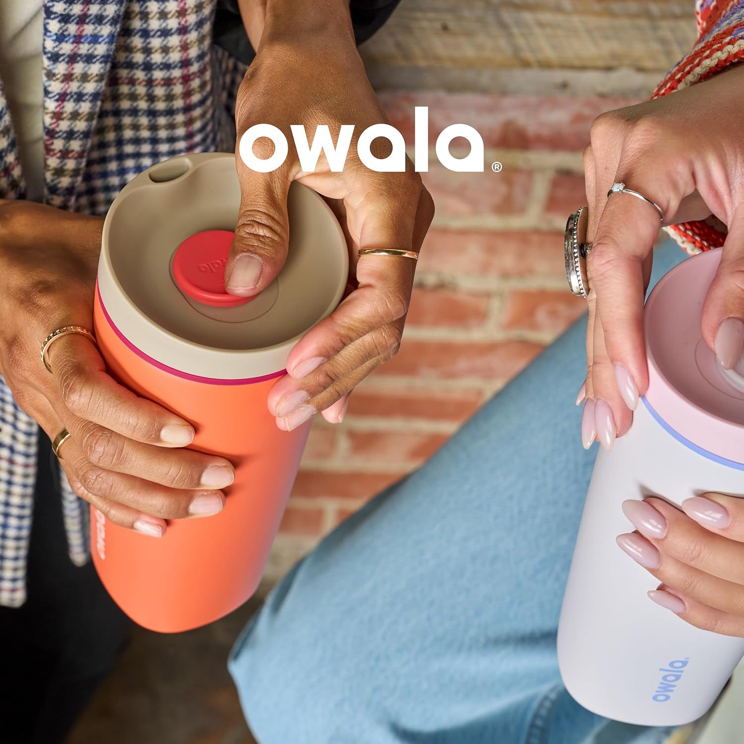Owala SmoothSip Slider Insulated Stainless Steel Coffee Tumbler, Reusable Iced Coffee Cup, Hot Coffee Travel Mug, BPA Free 20 oz, Purple/Pink (Crochet Queen) - Image 5