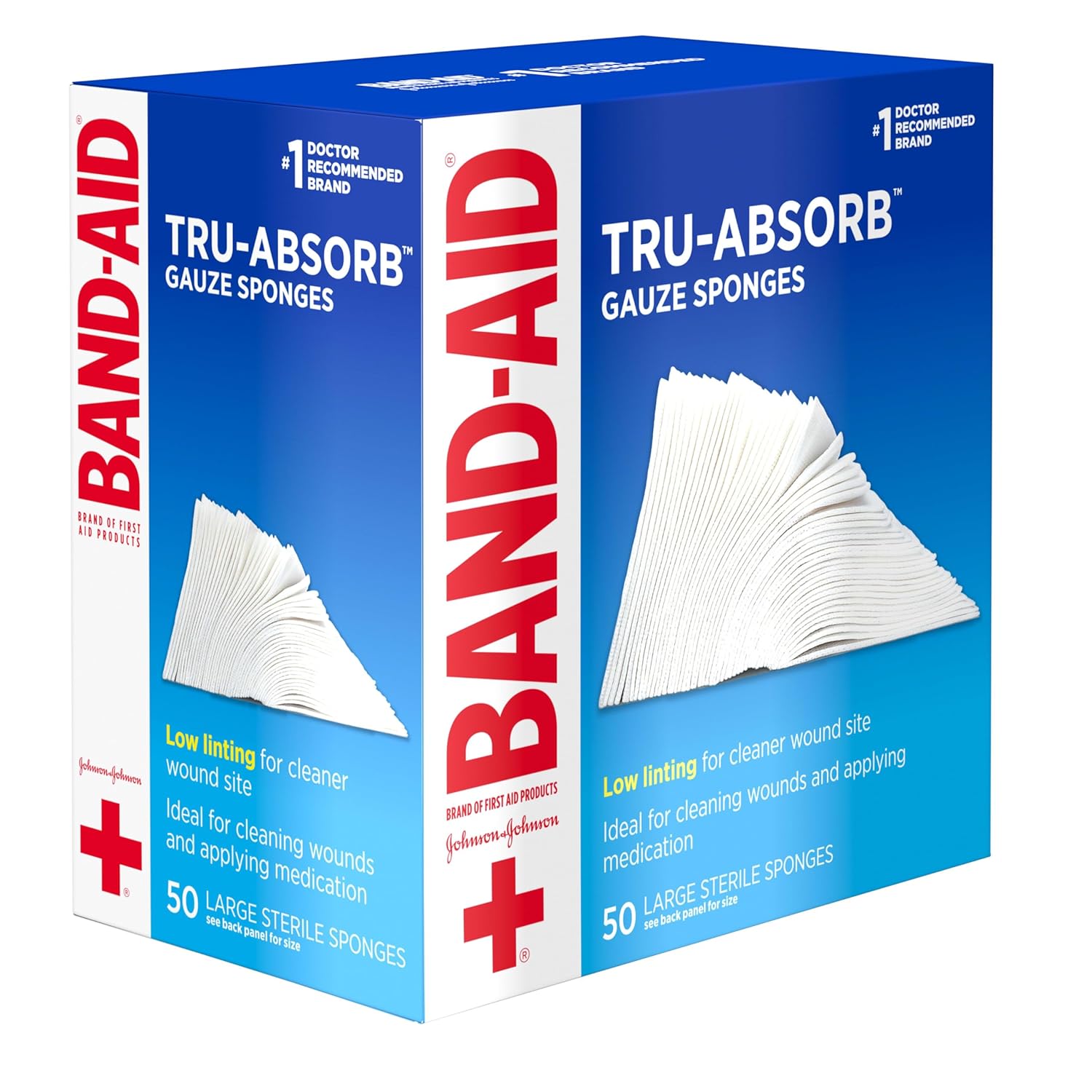 BAND-AID Brand First Aid Products Tru-Absorb Sterile Gauze Sponges for Cleaning and Cushioning Minor Wounds, Cuts & Burns, Low-Lint Design, Individually Wrapped 4 in by 4 in Pads - Image 5