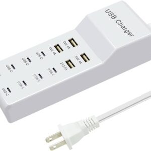 USB Charging Station with 12 Port USB Power Strip Fast Charging for Multiple Devices Compatible with Cell Phones Tablets Laptops (XHK-4U8C)