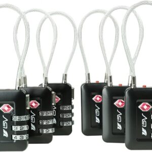 TSA Accepted Luggage Travel Lock, Set-Your-Own Combination Lock for School Gym Locker, Luggage Suitcase Baggage Locks, Filing Cabinets, Toolbox, Case (Black, 6 Pack)